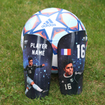 Personalised Shin Guard on grass with football